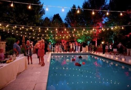 Outdoor String Lights Over Pool Picture - pixelmari.com