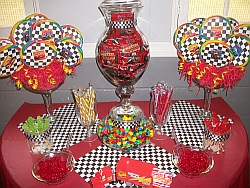 Race  Birthday Party Ideas on The Buffet Table Was Covered With A Red Cloth With Three Checkered