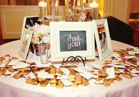 Chocolate bar wedding favors remind us of sweet simple pleasures.  Double the pleasure with personalized details that reflect the happy couple.