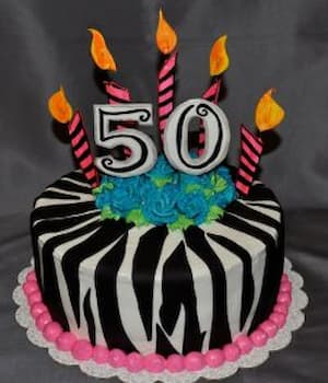 Zebra 50th Birthday Cake.