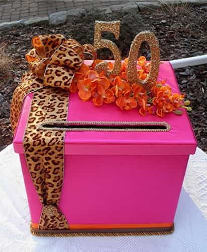 50th Birthday Pink Card Box 50th Birthday Pink Card Box