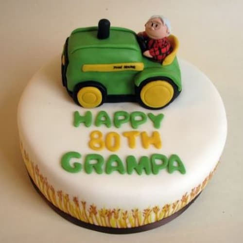 Tractor 80th Birthday Cake Idea
