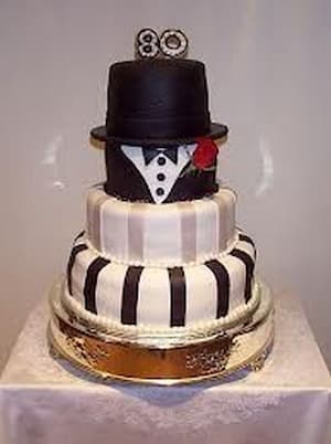 Tuxedo 80th Birthday Cake
