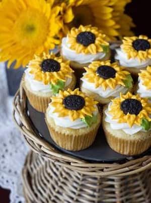 Sunflower 80th Birthday Cupcakes