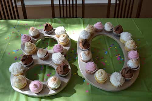 80th Birthday Cupcakes On Homemade Holder