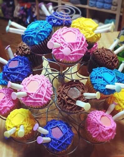 Knitting 80th Birthday Cupcakes