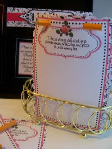 Card with pencil ready for guests to record a special memory.