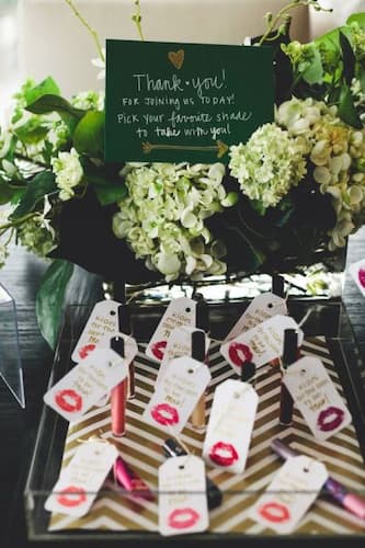Get Creative with Your Bridal Shower Favor Displays. "Thank You for Joining Us Today, Pick Your Favorite Shade to Take With You" Bridal Shower Sign.