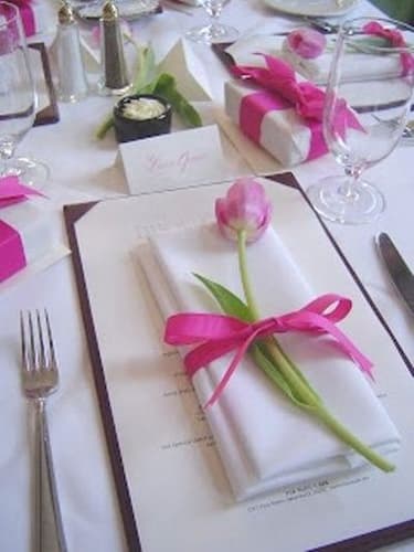 Incorporate the Favors into the Table Settings. Bridal Shower Favors Used as a Part of the Table Decor.