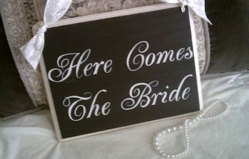Join Us in Showering the Bride. Here Comes the Bride Bridal Shower Sign.