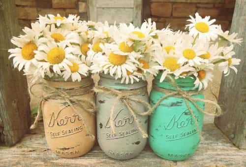 From Burlap and Lace to Floral and Wooden Details: Chose Rustic Bridal Shower Invitations. Rustic Mason Jar Bridal Shower Centerpieces.