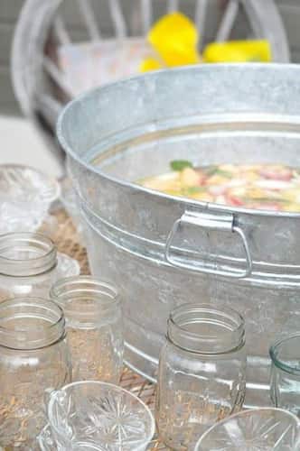 A Rustic Look that adds Charm to the Celebration. Shower Punch served from a lined Galvanized Tub.