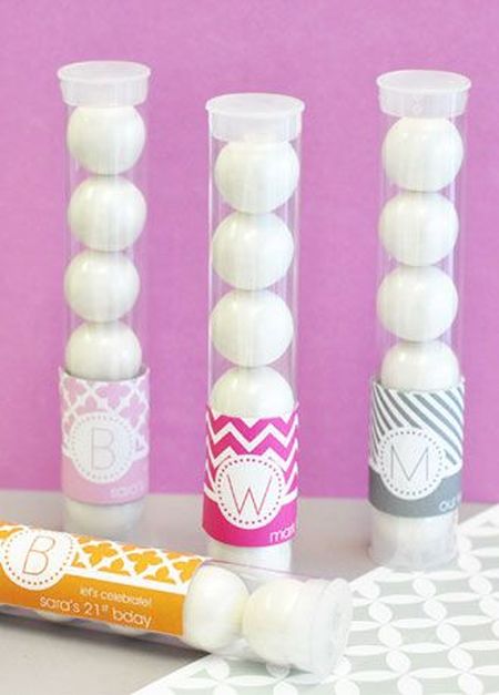 Monogrammed Bubblegum Wedding Favors