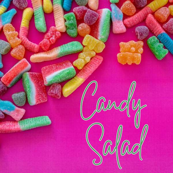 Deliciously Fun Candy Salad Vibrant and colorful gummy candies for a candy salad.