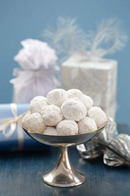 Danish Wedding Cookies In Footed Dish