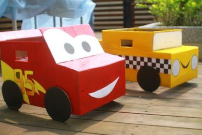 disney cars cardboard box cars