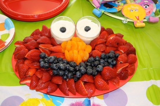 Elmo Birthday Party Ideas Fruit Display