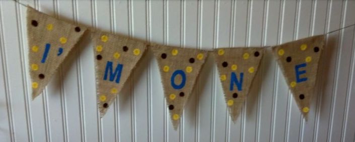 First Boy Birthday Burlap Banner