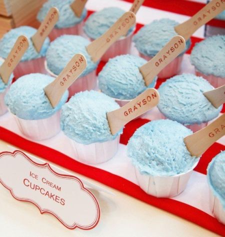 First Boy Birthday Ice Cream Cupcakes