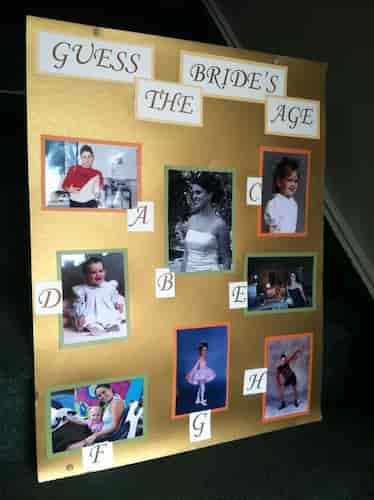 Stroll down memory lane with this fun bridal shower game: Guess the Bride's Age. Guess the Bride's Age Bridal Shower Game with various photos of the bride.