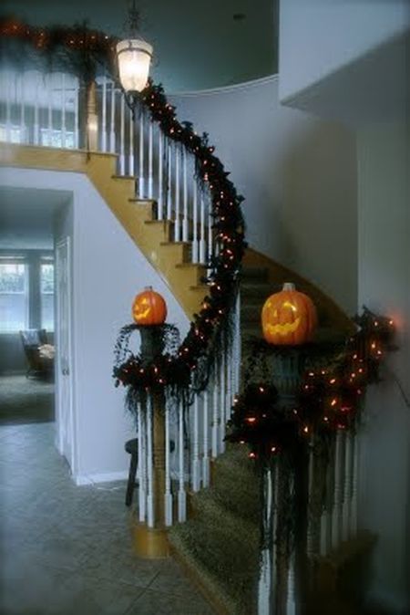 Lighted Stairway Halloween Decorating Idea