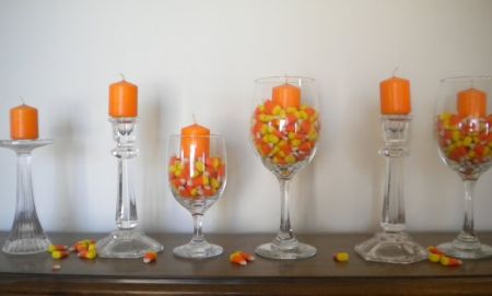 Candy Corn Candle Decorating Idea