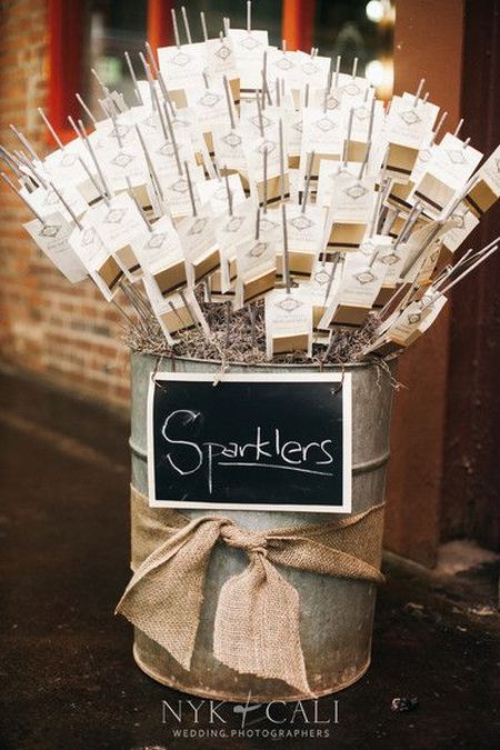 Wedding Sparklers With Burlap Bow