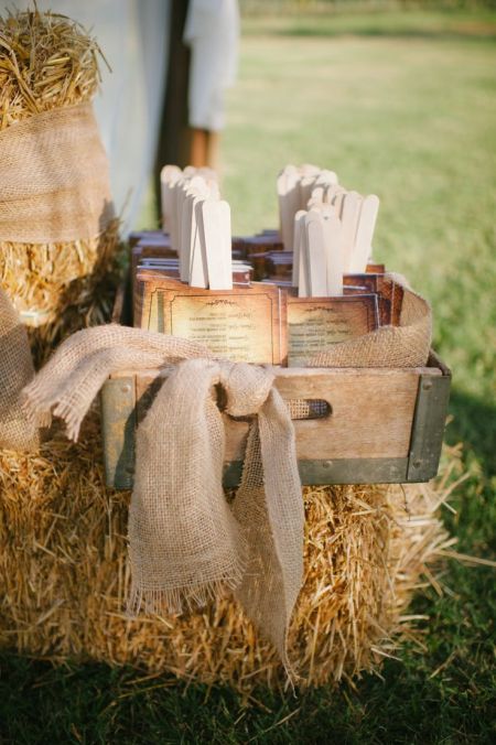 Burlap Wedding Favor Fans Display