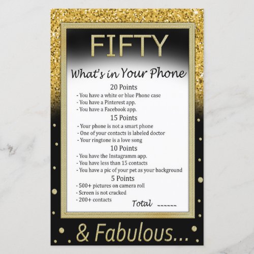 Zazzle 50th Birthday Party Games Fifty Phone Game