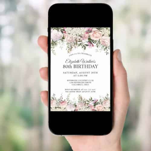 Zazzle 80th Birthday Feminine Digital Invitations