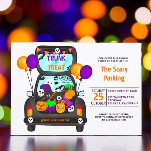 Zazzle Halloween Trunk or Treat Invitations