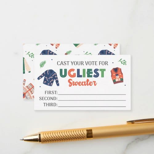 Zazzle Host a Christmas Party Ugly Sweater Voting Card