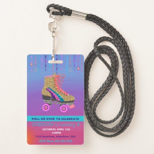 Zazzle Roller Skating Birthday Party Ideas Glitter Badge