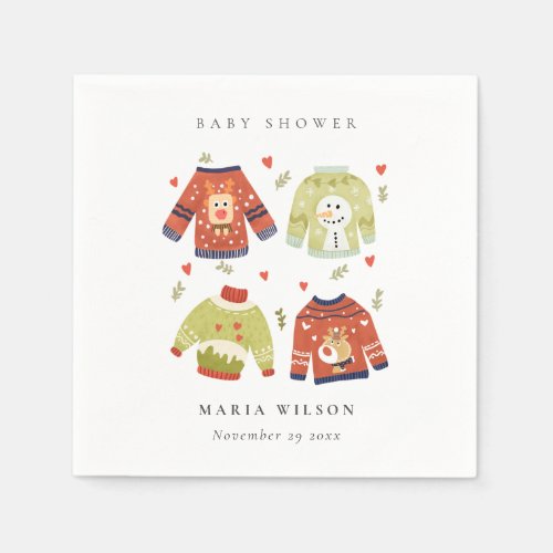 Zazzle Winter Baby Shower Ideas Hearts Ugly Sweater