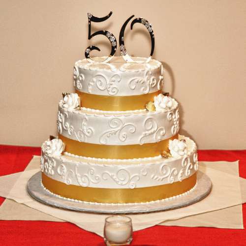 50th Wedding Anniversary Tiered Cake