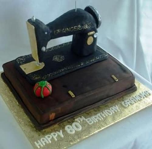 Sewing 80th Birthday Cake Idea.  See more cake and party ideas at one-stop-party-ideas.com.