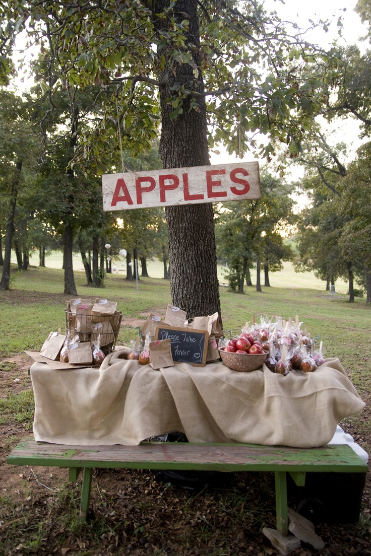 Outdoor Candy Apple Wedding Favors
