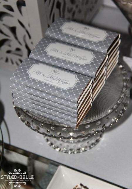 Silver Chocolate Bar Wedding Favors