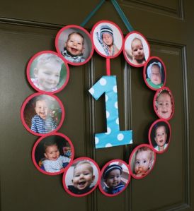 First Boy Birthday Picture Wreath
