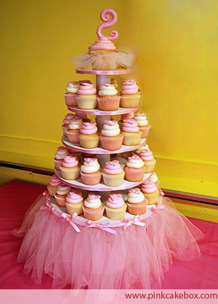 First Girl Birthday Cupcake Tower