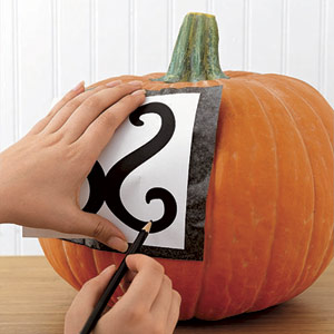 Stenciled Halloween Pumpkin Carving Ideas