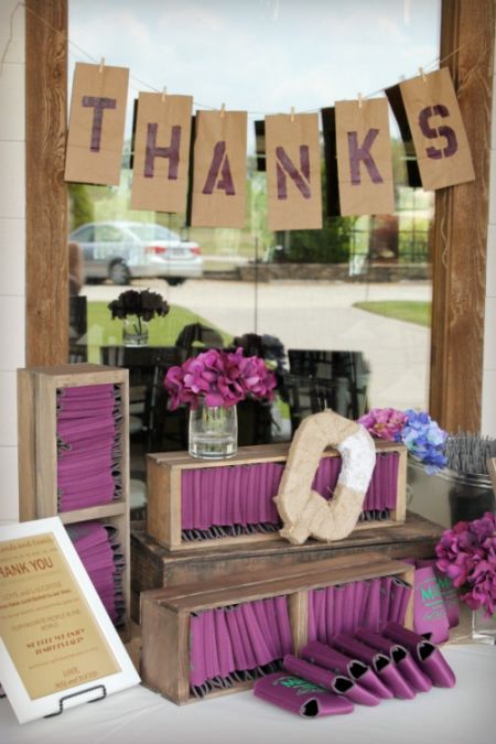 Wedding Favor Koozies Display