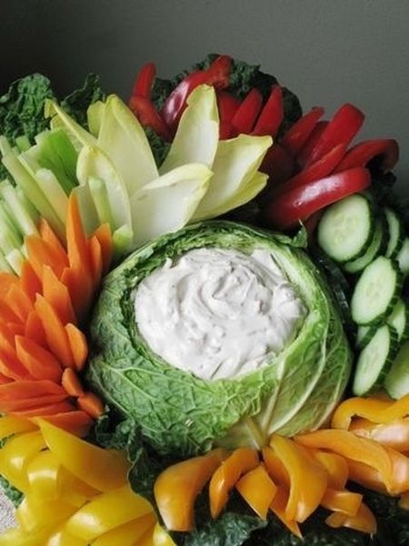 Vegetable Appetizer Dip in Cabbage