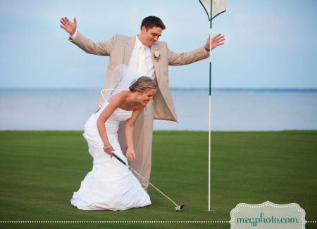 Bride & Groom Golfing