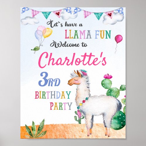 Zazzle Llama Birthday Party Ideas Welcome Party Poster
